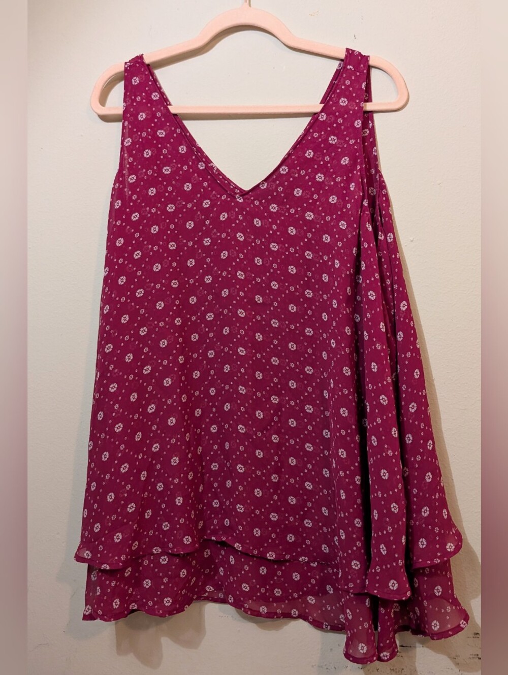 Lane Bryant Flowy Fucshia White Flower Tank Blouse Size 20